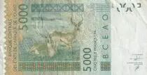 BCEAO 5000 Francs - Masque - Kobus kob - 2016 - Lettre C (Burkina Faso) - P.317Cp