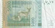 BCEAO 5000 Francs - Masque - Kobus kob - 2017 - Lettre C (Burkina Faso) - P.317Cq