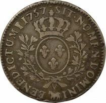 Bearn, Louis XV - 1/2 Silver Ecu Argent, with Headband - 1757 Pau