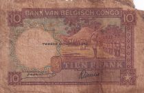 Belgian Congo 10 Francs - Dance - Soldiers - 10-07-1942 - Letter K - P.14B
