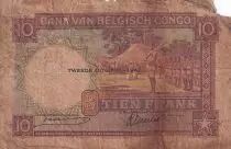 Belgian Congo 10 Francs - Dance - Soldiers - 10-07-1942 - Letter K - P.14B