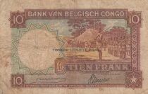 Belgian Congo 10 Francs - Dance - Soldiers - 10-07-1942 - Letter M - P.14B