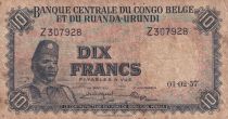 Belgian Congo 10 Francs - Soldier - Antelope - 01-02-1957 - Letter Z - P.30b