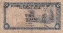 Belgian Congo 10 Francs - Soldier - Antelope - 01-06-1958 - Serial B.A - P.30b