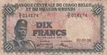 Belgian Congo 10 Francs - Soldier - Antelope - 01-06-1958 - Serial B.C - P.30b