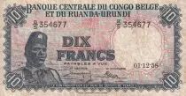 Belgian Congo 10 Francs - Soldier - Antelope - 01-12-1958 - Serial B.S - P.30b
