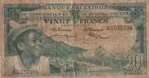 Belgian Congo 20 Francs - Boy and Dam - 01-12-1957 - Serial AG 036094