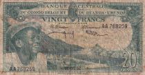 Belgian Congo 20 Francs - Boy and Dam - 1957 - VG+ to F - P.31