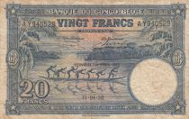 Belgian Congo 20 Francs - Pirogue and elephant - 11-04-1950 - Serial A.Y - P.15
