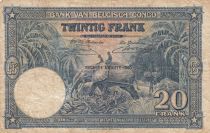 Belgian Congo 20 Francs - Pirogue and elephant - 11-04-1950 - Serial A.Y - P.15