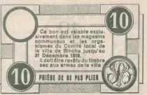 B&eacute;lgica 10 Centimes - Ville de Binche - Bon de Caisse - 1918