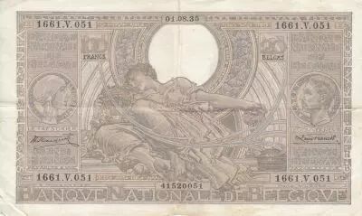 B�lgica 100 Francs - Albert & Elisabeth - 01-08-1935 - Serial V