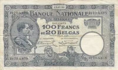 B�lgica 100 Francs - Albert & Elizabeth - 12-07-1930 - Serial O