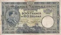 B�lgica 100 Francs - Albert and Elizabeth - 1929 - F to VF - P.102
