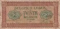 B&eacute;lgica 20 Francs - Belgian army - 1946 - VG to F - P.M5