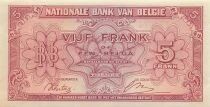 B&eacute;lgica 5 Francs - 01-02-1943 - P.121