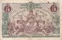 B&eacute;lgica 5 Francs - Allegory - 01-07-1914 - Letter D - P.75