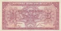 B&eacute;lgica 5 Francs 1943 - Red - Serial B1