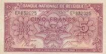 B&eacute;lgica 5 Francs 1943 - Red - Serial E1