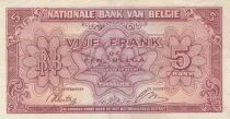 B&eacute;lgica 5 Francs 1943 - Red - Serial F1