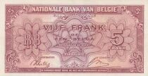 B&eacute;lgica 5 Francs 1943 - Red - Serial H1