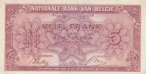 B&eacute;lgica 5 Francs 1943 - Red - Serial O1