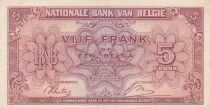 B&eacute;lgica 5 Francs 1943 - Red - Serial T1