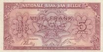 B&eacute;lgica 5 Francs 1943 - Red - Serial U1