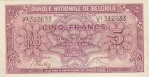 B&eacute;lgica 5 Francs 1943 - Red - Serial V1