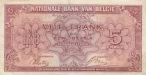 B&eacute;lgica 5 Francs 1943 - Red - Serial Y1