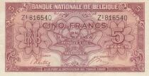 B&eacute;lgica 5 Francs 1943 - Red - Serial Z1