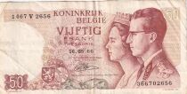 B&eacute;lgica 50 Francs - King Baudouin and Queen Fabiola - Parliament in Brussels - 1966 - Series V