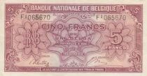 Belgien 5 Francs 1943 - Red - Serial F1