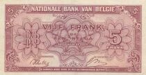 Belgien 5 Francs 1943 - Red - Serial Q1