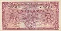 Belgien 5 Francs 1943 - Red - Serial X1