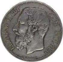 Belgien 5 Francs Leopold II - Arms - 1873