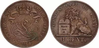 Belgio 1 Centime L�opold I - Lion - 1861