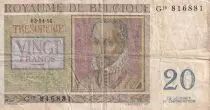 Belgio 20 Francs - Roland de Lassus - Philippus de Monte - 1956 - Serial G.15 - P.132b