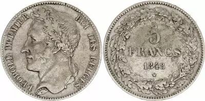 Belgio 5 Francs,  Leopold I - 1848