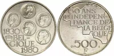 Belgio 500 Francs, Cinq rois  -  1980