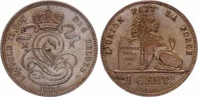 Belgique 1 Centime L�opold II - Lion - 1875