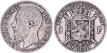 Belgique 1 Franc, Léopold II - Armories- 1887