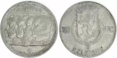 Belgique 100 Francs - 4 Rois - 1950 - Argent - TTB - Texte fran�ais