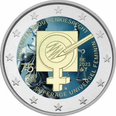 Belgique 2 Euros Couleur Comm�mo. 2023 - 75 ans du suffrage universel f�minin en Belgique