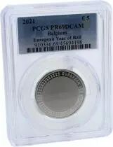 Belgique 5 Euros Belgique 2021 - Ann&eacute;e Europ&eacute;enne du Train (Hologramme) - PCGS PR69DCAM