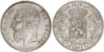 Belgique 5 Francs,  Leopold  II  - 1871