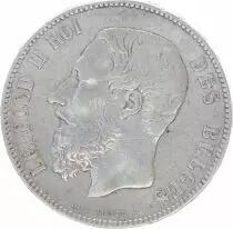 Belgique KM.24 5 Francs, Leopold II - Armoiries - 1875