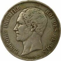Belgique L&eacute;opold I - 5 Francs Argent, T&ecirc;te nue - 1853 Bruxelles