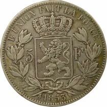 Belgique L&eacute;opold I - 5 Francs Argent, T&ecirc;te nue - 1853 Bruxelles