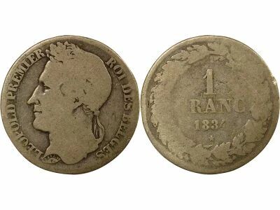 Belgique L�opold I - Franc Argent, T�te laur�e - 1834 Bruxelles